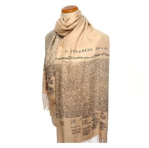 A scraf with the text of the declaration of Independence