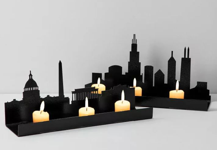 City skyline tealight holders