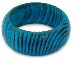 A handmade banglet bracelt with blue waves