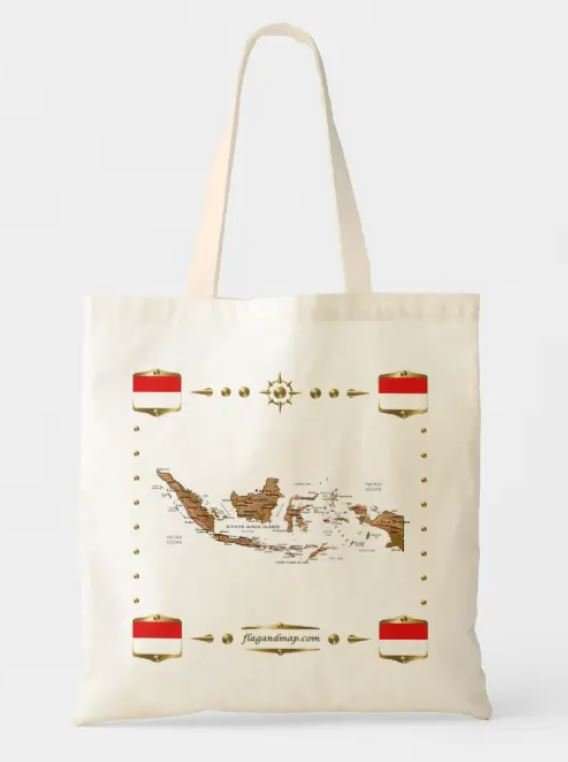 Tote bag with map of Indonesia