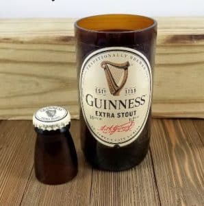 Recycled glasses maded from a Guinness bottle