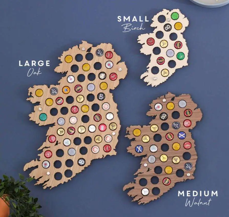 Map of Ireland with beer caps
