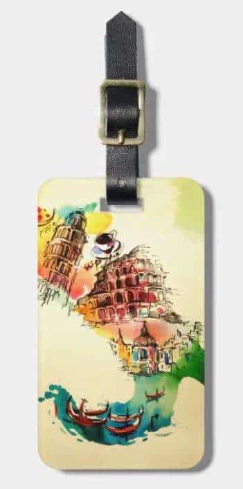 Luggage tag with map of Italy