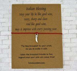 A bracelet with an Italian good-luck token