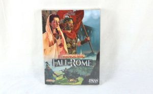 The package of a board game called "pandemic- the fall of Rome"