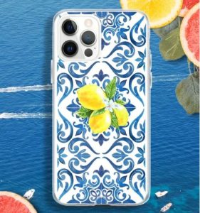 A phone cover with an Italian-inspired design