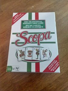 A package of the Italian card game called Scopa