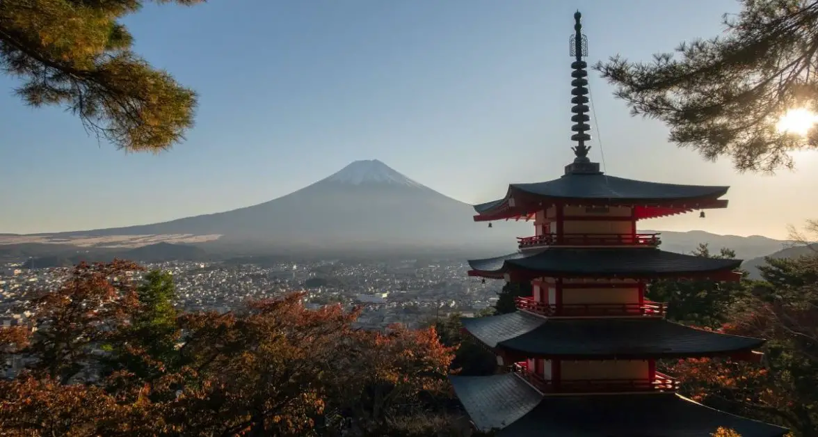 Shrine and mountain in Japan