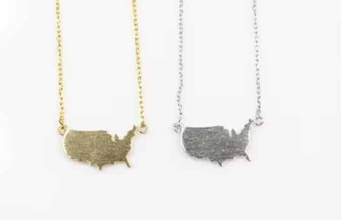 Two necklaces with the map of the US