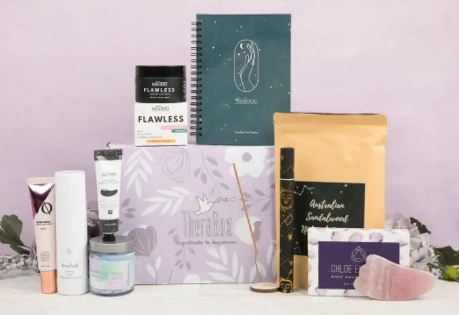 A gift box with self care products