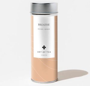 A box of tea with the lavel "beathe"