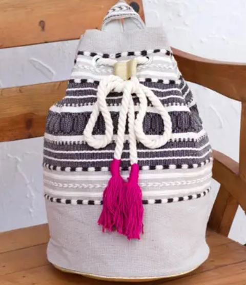 Striped backpack made in Mexico