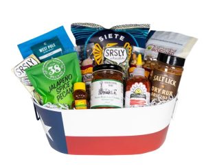 A gift basket in a Texas theme