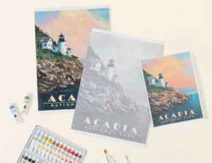 A color-in painting of a US national park