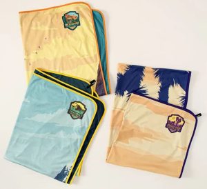 Three travel blanker with prints from different national parks