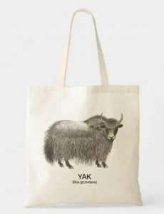 Tote bag with picture of yak
