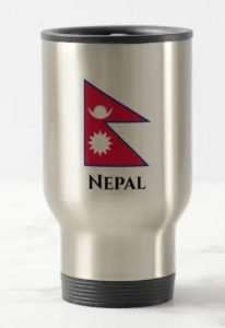 Travel mug with flag of Nepal