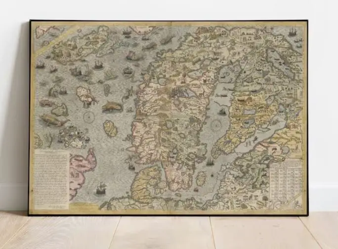 A vintage map of the Nordic region