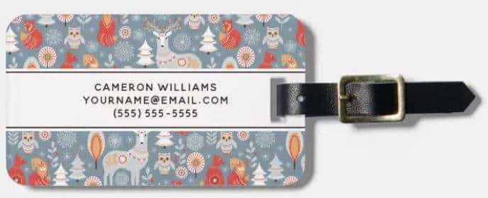 Luggage tage with winter theme