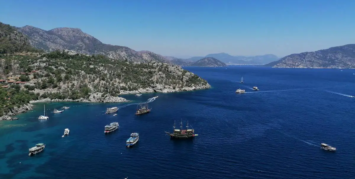 Ocean with boats