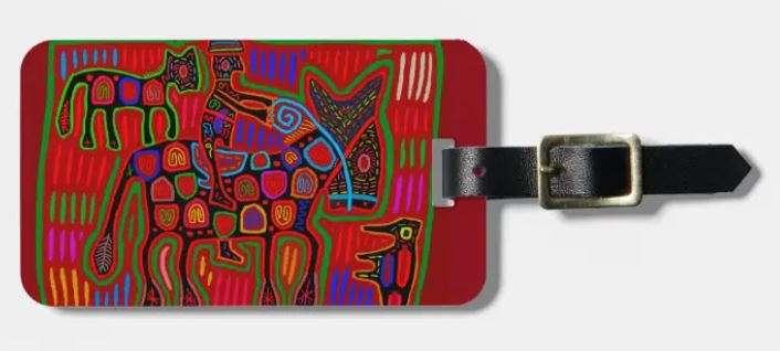 Luggage tag with colorful print