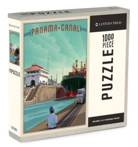 Box of a jigsaw puzzle from the Panama canal