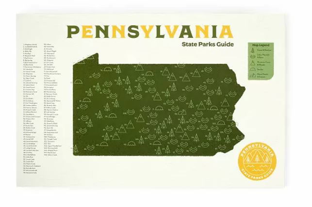 Pennsylvania map with state parks
