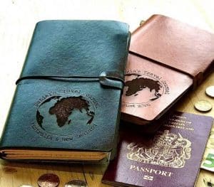 personalized leather travel journal