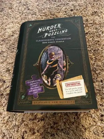 The package of a jigsaw puzzle murder mystery