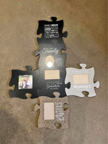 Four jigsaw puzzle piece shape photo frames