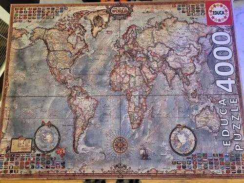 A large jigsaw puzzle of the world map