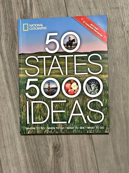 A book titled "50 States 5000 ideas"
