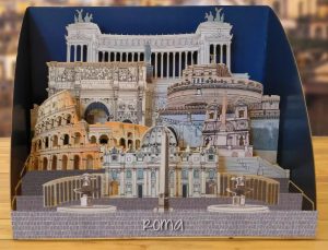A 3d pop-up card with iconic sights from Rome