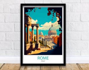 A travel poster of Rome