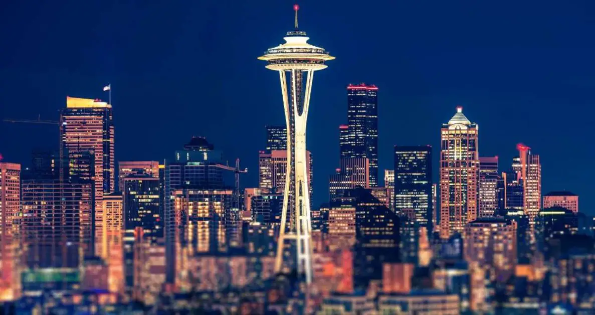 The skyline of Seattle at night