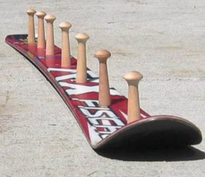 A refurbishes ski for a coat rack