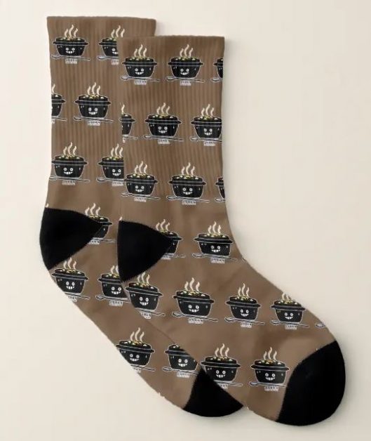 Sock with a steaming soup bowl cartoons