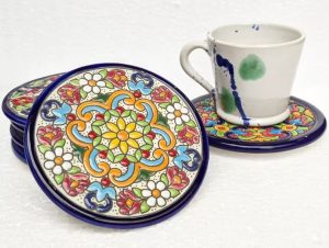 A set of six coasters handmade in Spain