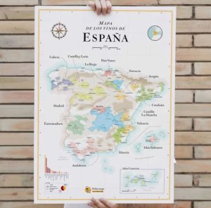 A map of Spain with all the different wine regions in the country