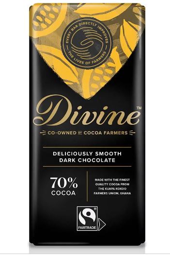 A chocolate bar from Divine brand