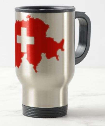 Travel mug with map of Switzerland