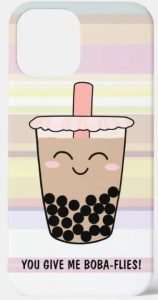 Phone case with bubble tea print