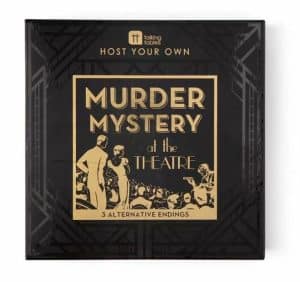 A box with the game "murder mystery at the theatre"