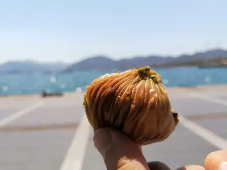 Hand holding baklava
