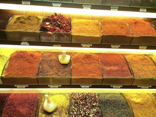 Boxes filles with colorful spices