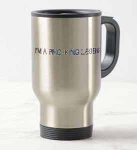 Travel mug with text