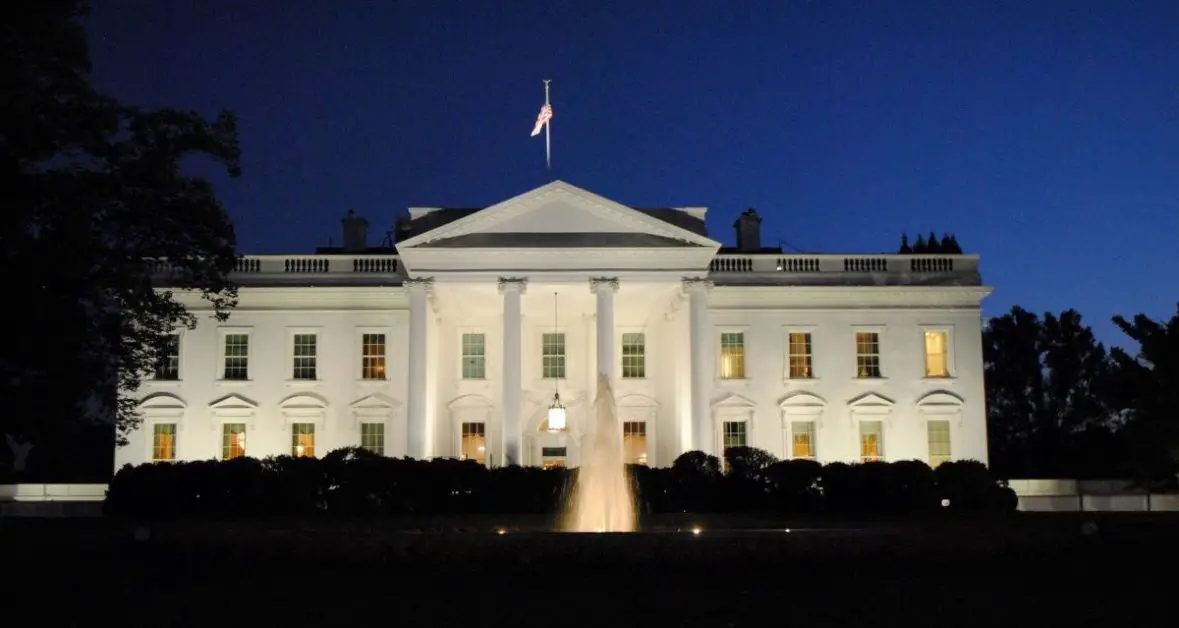 The White House at night