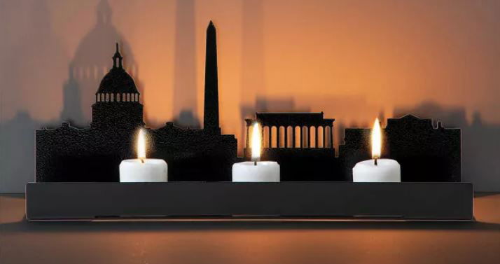 Tealight holder with the Washington DC skyline