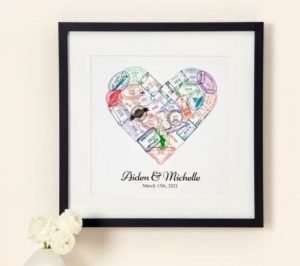 A heart of passport stamps