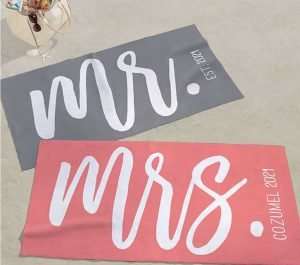 Mr and Mrs beach towel